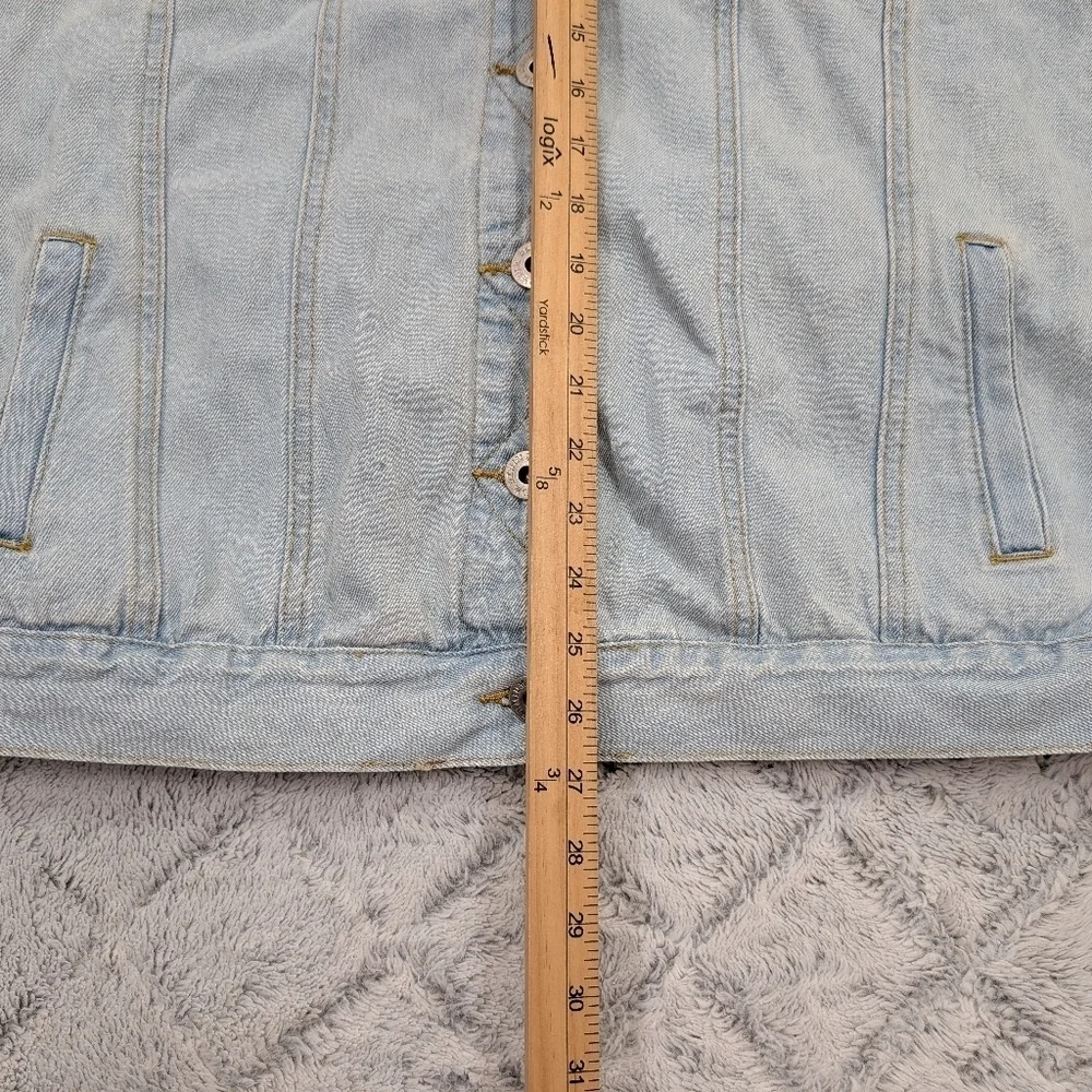 Pol Jacket Womens M Blue Light Wash Trucker Cotton Oversized Button Up